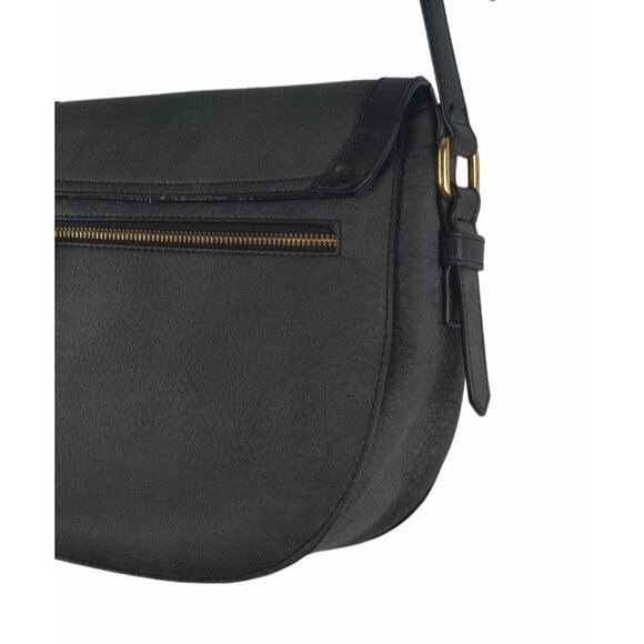 Crossbody Shoulder Strap Dark Grey Vegan Faux Leather Messenger Bag - Picture 8 of 11